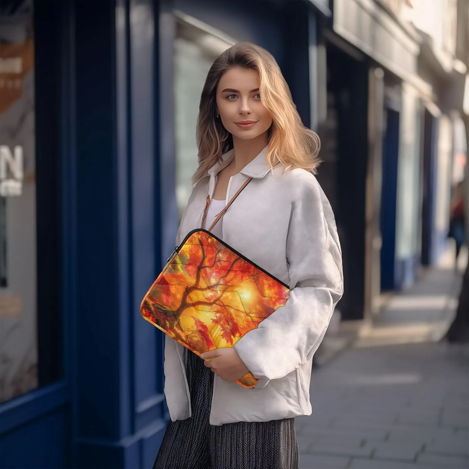Sleeve for Laptop Tablet Briefcase Carrying Bag Radiant Autumn Sunlight Trees Protective Case with Zipper