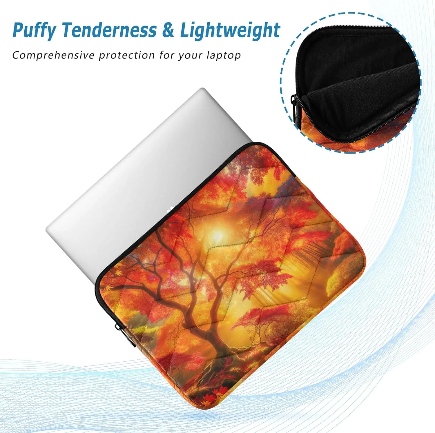 Sleeve for Laptop Tablet Briefcase Carrying Bag Radiant Autumn Sunlight Trees Protective Case with Zipper