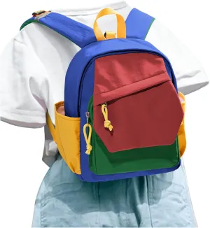 Small Travel Backpack, Daypack Backpack with Name Tag Pocket, Color Llock Cute Backpack Red Blue