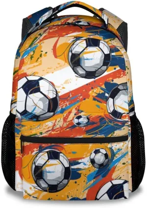 Soccer Backpack for Boys Girls, 17 Inch Colorful Backpacks for Primary School, Durable Bookbag for Teens