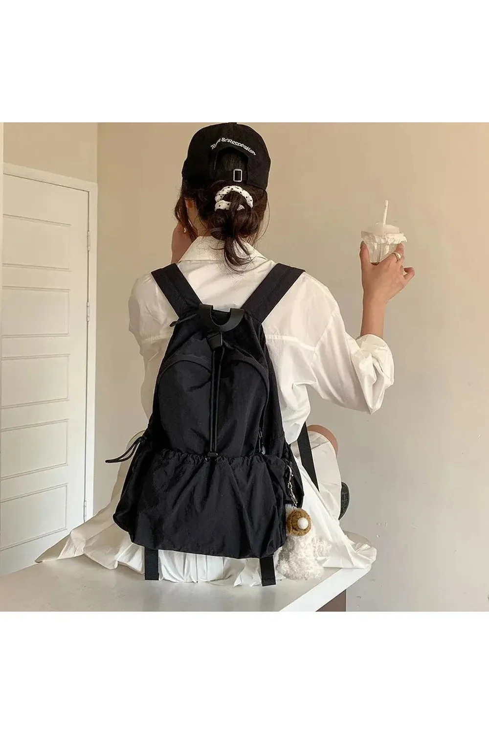 Soft Beige Cinch Backpack