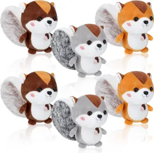 Sosation 6 Pcs Squirrel Stuffed Animal Plush 4.7 Inch Small Cute Squirrel Plush Stuffed Animal Keychain for DIY Birthday Party Baby Shower Keys Backpack