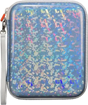 Sparkly Card Holder for YOTO Player Cards - 120 Pockets Portable Binder with Zipper, Carry Strap & Sleeves for Yoto Player/Mini Audiobook Cards, Travel-Friendly Hard Storage Organizer(Blue)
