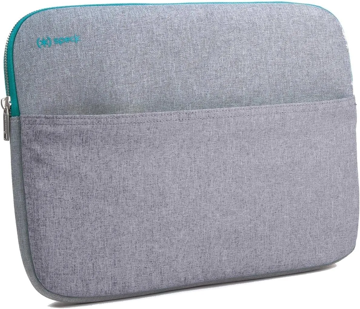 Speck Transfer Pro-Pocket Universal 15-16 Inch Laptop Sleeve with Front Pocket - Durable Protective Case for Laptops and Tablets - Compatible with MacBook Computers - Sweater Grey/Biscay Teal