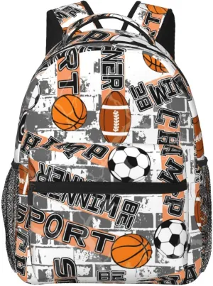 Sport Balls Football Champ Be Winner Backpacks 15 Inch Laptop Backpack Multipurpose Double Shoulder Bag For Men Women Gifts
