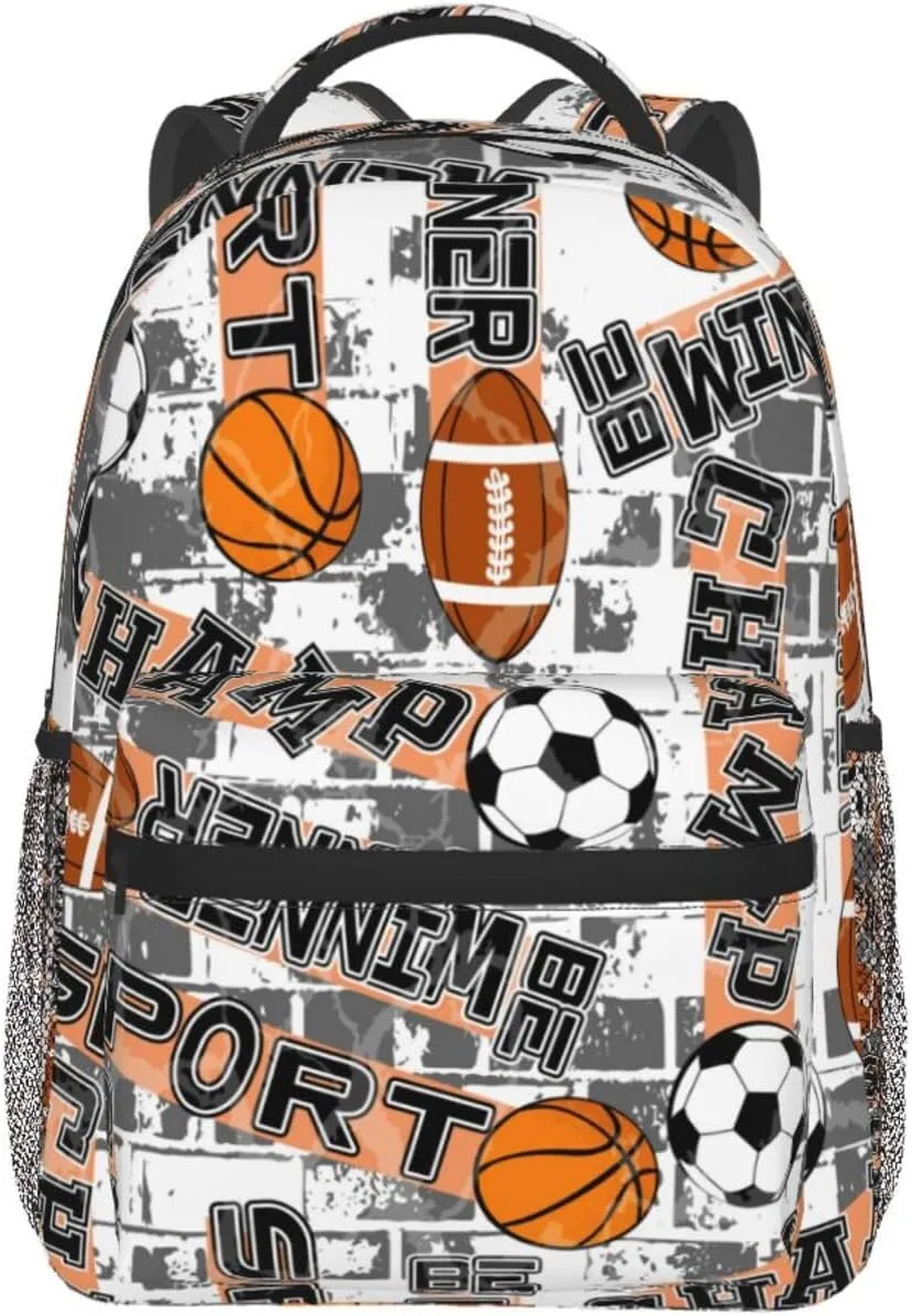 Sport Balls Football Champ Be Winner Backpacks 15 Inch Laptop Backpack Multipurpose Double Shoulder Bag For Men Women Gifts