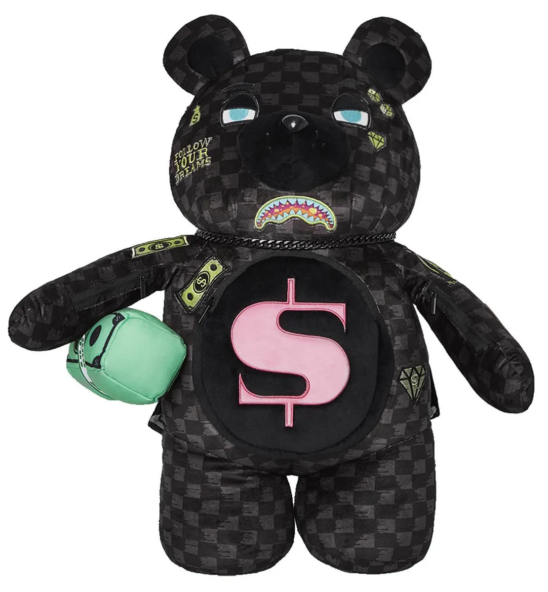 Sprayground Slime Takeover Teddy Bear In Black Pink