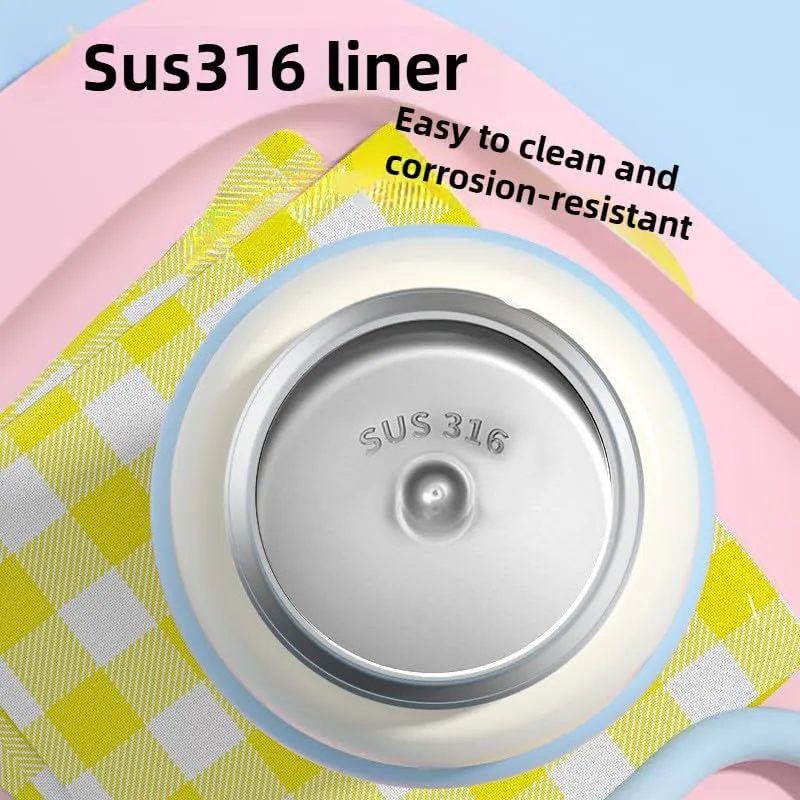 Stainless Steel Insulated Water Bottle: Large Capacity, Straw Cup for Girls, Cute Cartoon Design, Leak-Proof, Perfect for Students and Sports