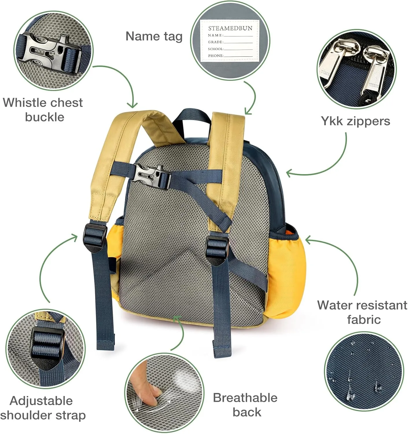 STEAMEDBUN Toddler Backpack for Boys 2-4: Kids Backpack for Preschool Kindergarten - Boys Backpacks for Elementary 4-6