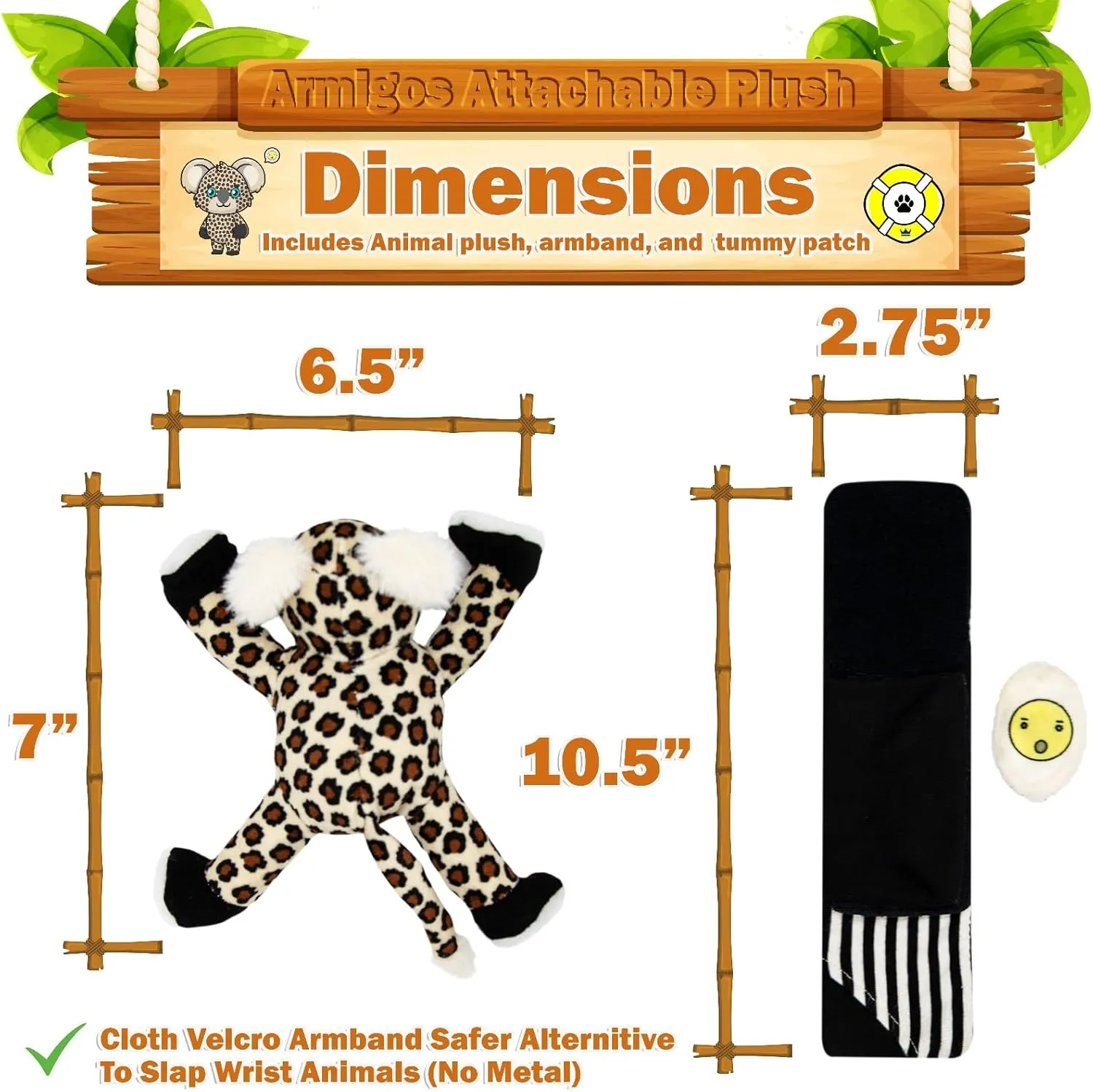 Stuffed Animal, Plush Toys, Leopard & Koala Plush Hybrid, Attaches to Armband, Safer Alternative to Animal Slap Bracelet, (Flash)