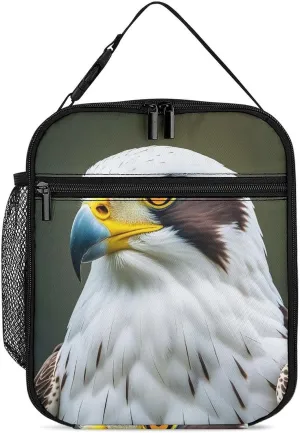 Stylish Insulated Lunch Bag Spear Falcon, White Eagle Printed - Reusable Portable Thermal Lunch Tote with Vibrant Designs, Leakproof Durable for Women Men，Work, Gym, Picnic, And Travel