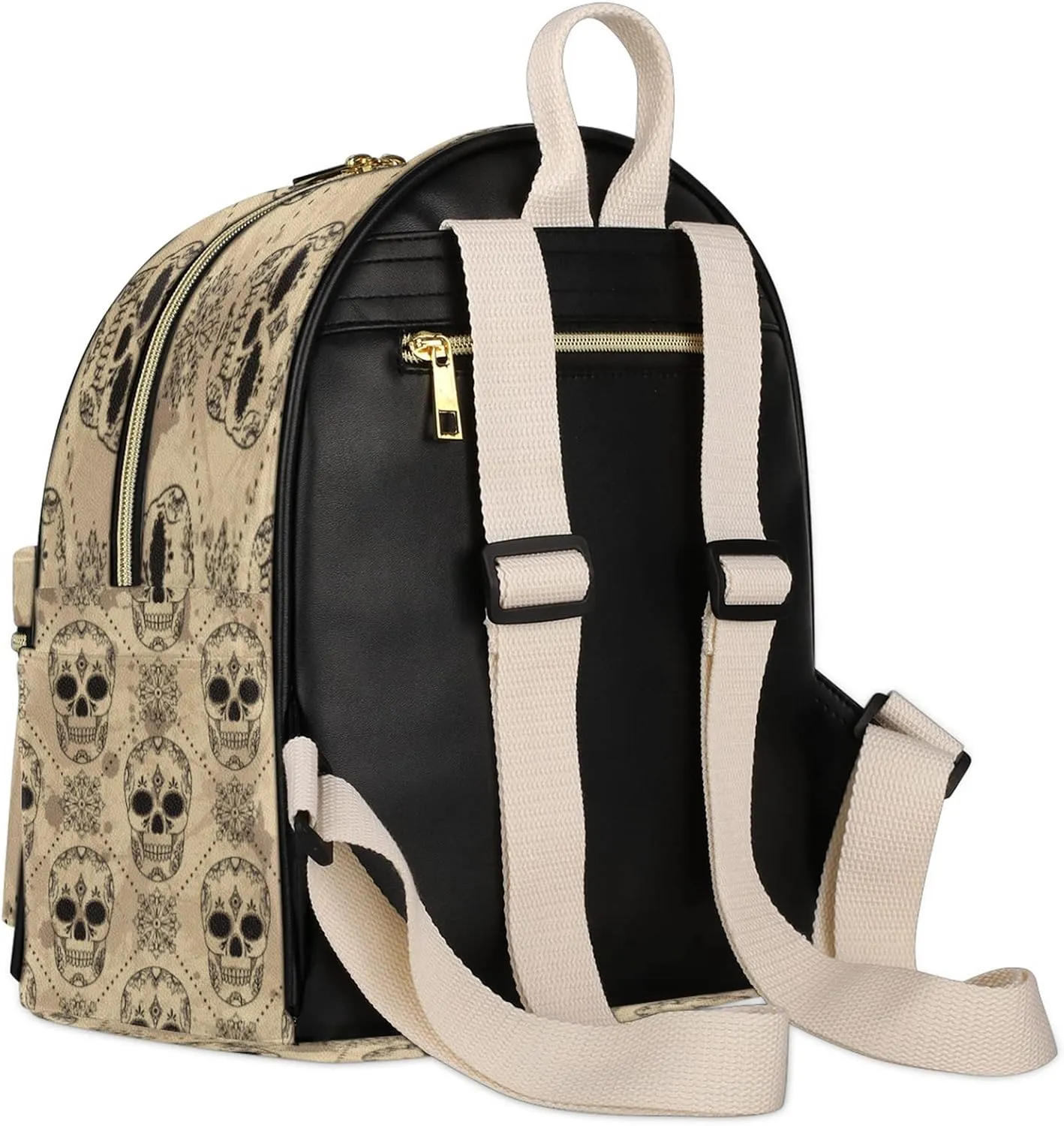 Sugar Skull Mini Backpack Purse for Women, Vintage Skull Leather Small Backpack Casual Travel Daypacks Shoulder Bag for Girls Teen