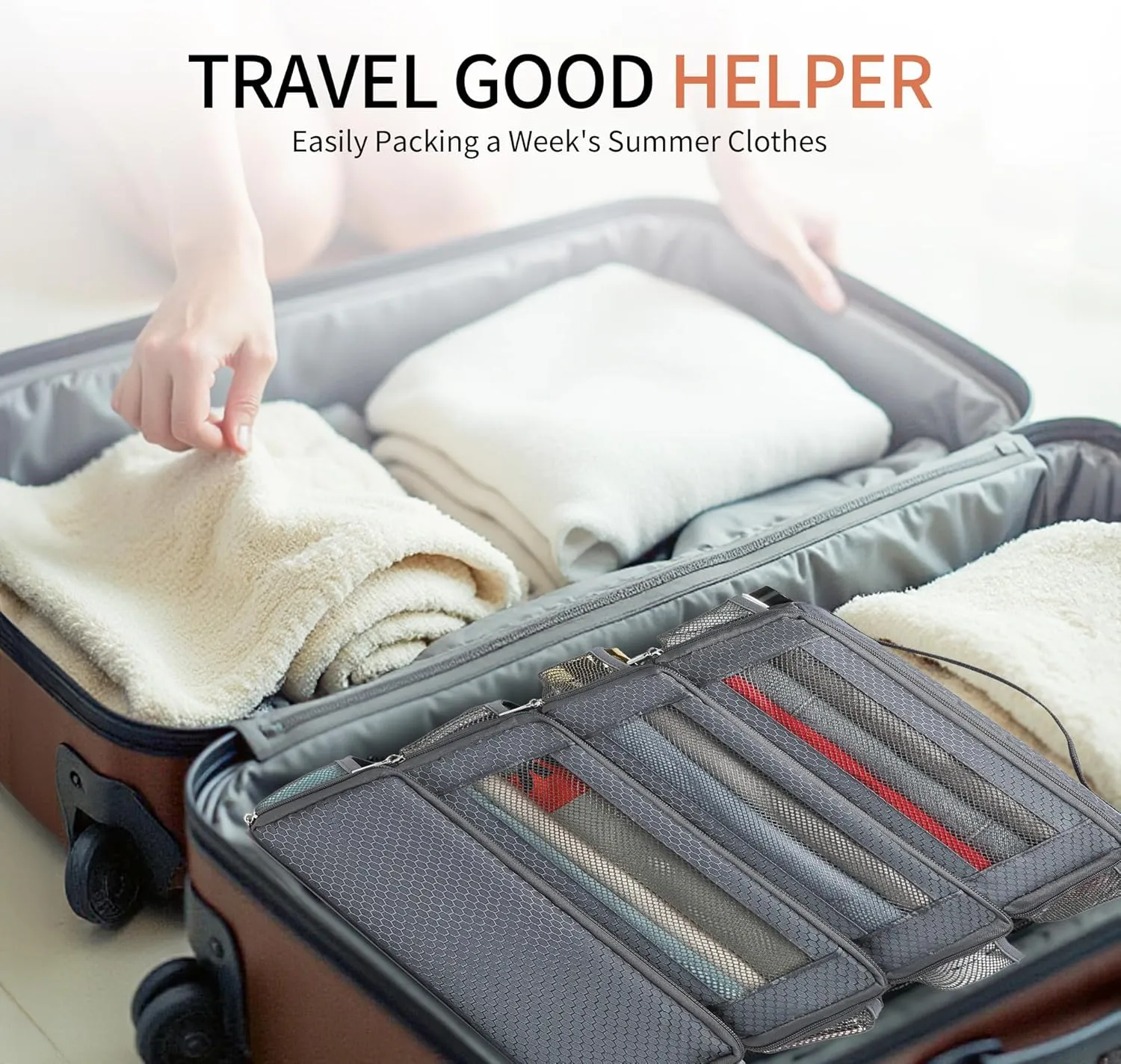 Suitcase Organizer Travel Bags Organizer for Luggage Compression Hanging Packing Cubes for Travel Carry on Closet (Bag Only)