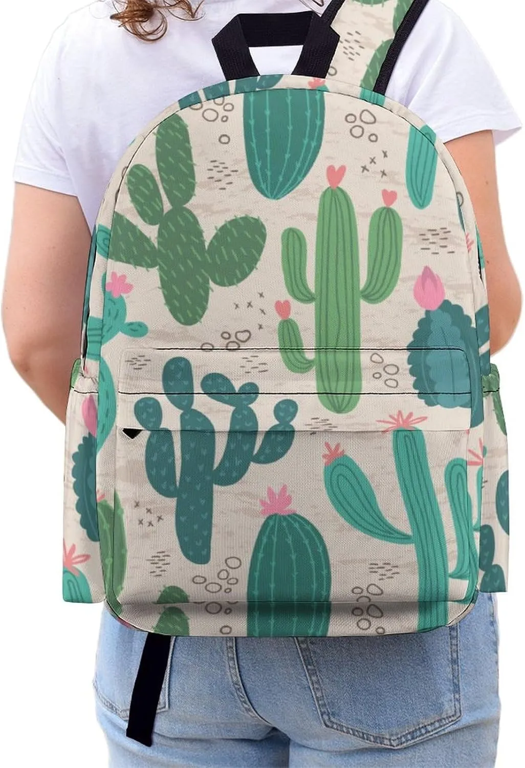 Summer Cute Cactus Casual Travel Backpack Lightweight with Multi Compartment Laptop Bagpack for Women Men Hiking Business Work