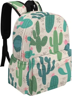 Summer Cute Cactus Casual Travel Backpack Lightweight with Multi Compartment Laptop Bagpack for Women Men Hiking Business Work