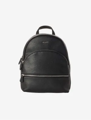 Suzie Double Zip Compact Vegan Backpack | Black