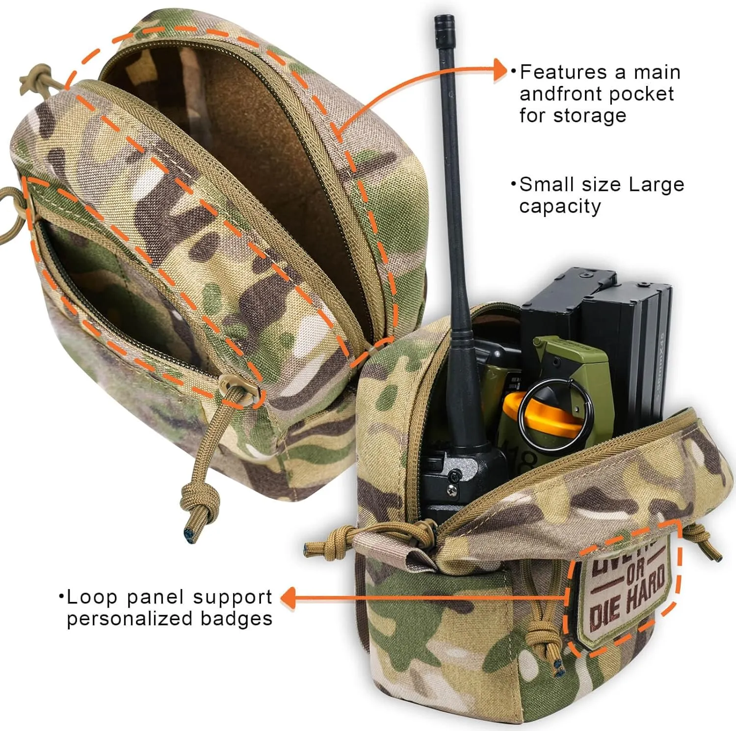 Tactical Molle Admin Pouch,Small GP General Purpose Pouches with Loop Panel for Vest,Gun Belts,Backpack etc.