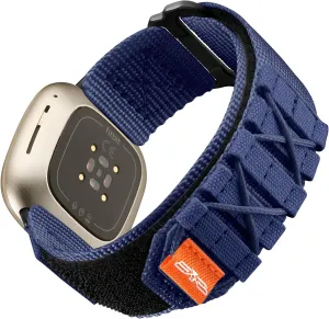 Tactical Rugged Bands Compatible with Fitbit Versa 4 Bands/Versa 3/Sense 2/Sense, Soft Durable Military Nylon Solo Loop Sport Straps
