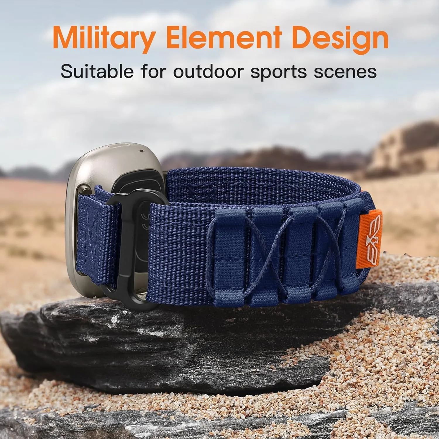 Tactical Rugged Bands Compatible with Fitbit Versa 4 Bands/Versa 3/Sense 2/Sense, Soft Durable Military Nylon Solo Loop Sport Straps