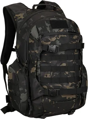 Tactical Travel Backpack Large Military Tactical Assault Pack, 3 Day Heavy Duty Camping Rucksack, 45L Hiking Bags (Black Camo)