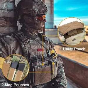 Tactical Triple Magazine Pouch with UTX Buckles Quick Release Combined with Chest Mini Rig and Vest