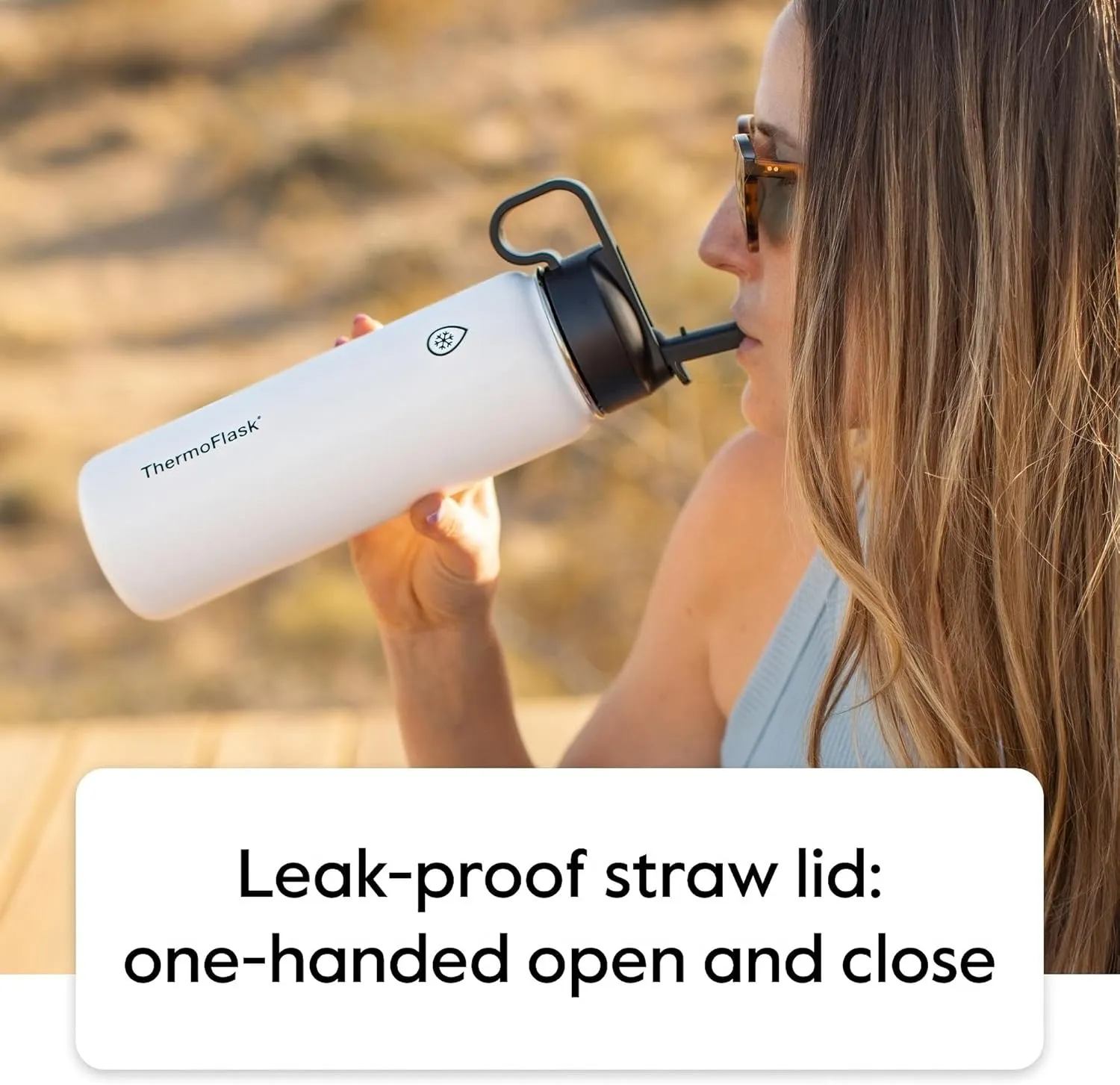 ThermoFlask 24 oz Double Wall Vacuum Insulated Stainless Steel Water Bottle with Spout and Straw Lids, Plum