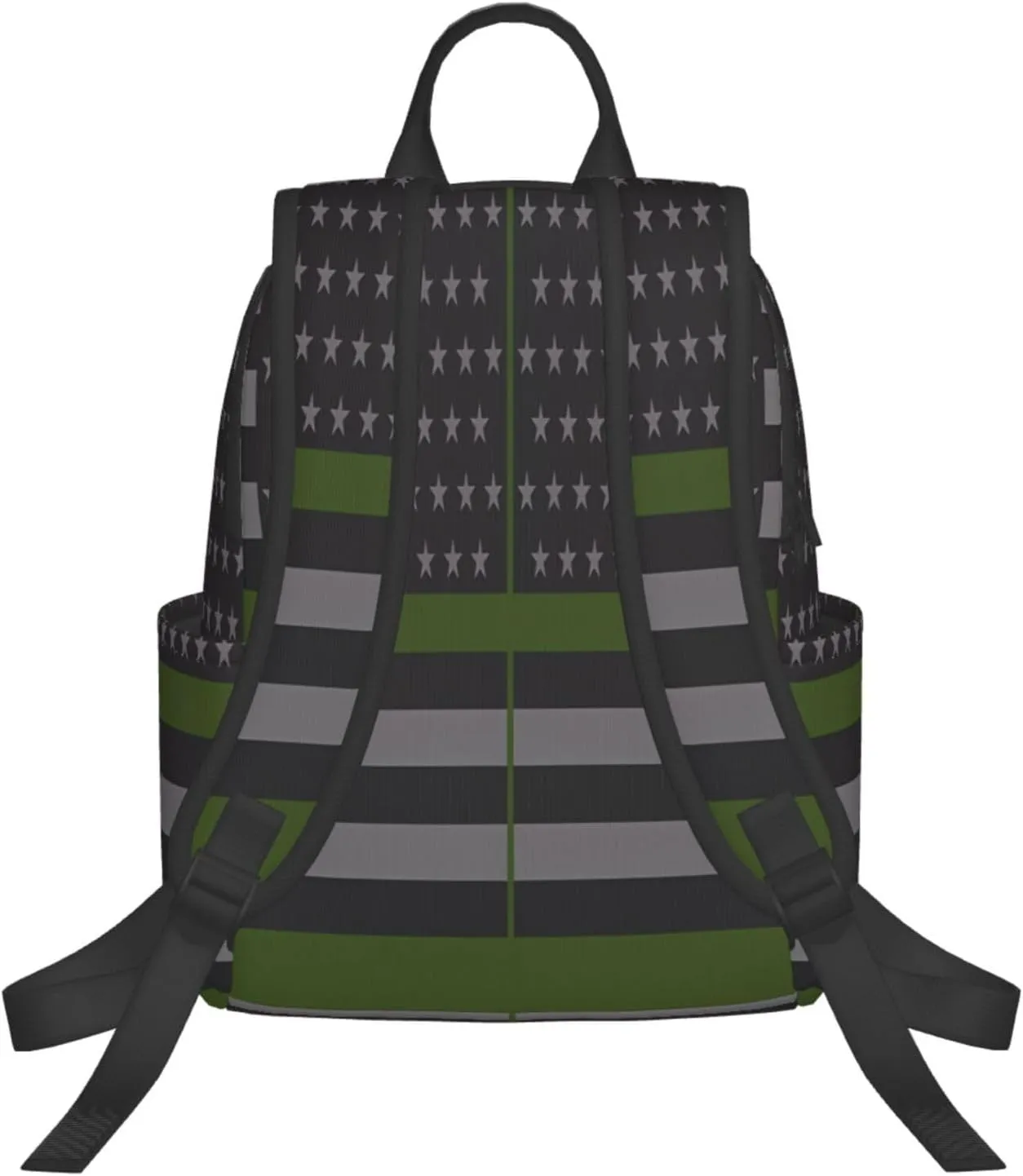 Thin Green Line American Flag Casual Backpacks Laptop Backpack Outdoor Travel Rucksack Sport Carry-On Daypack Lightweight Bag with Multi-Pockets