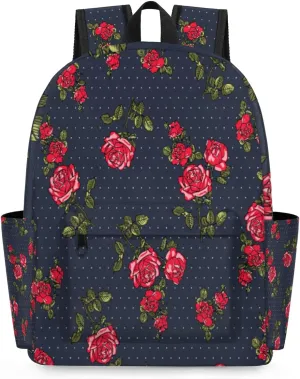 Thorns Roses Travel Backpack Rounded Dots Waterproof Laptop Bag for Men Women with Adjustable Padded Shoulder Straps for Business Camping Outdoor Sport