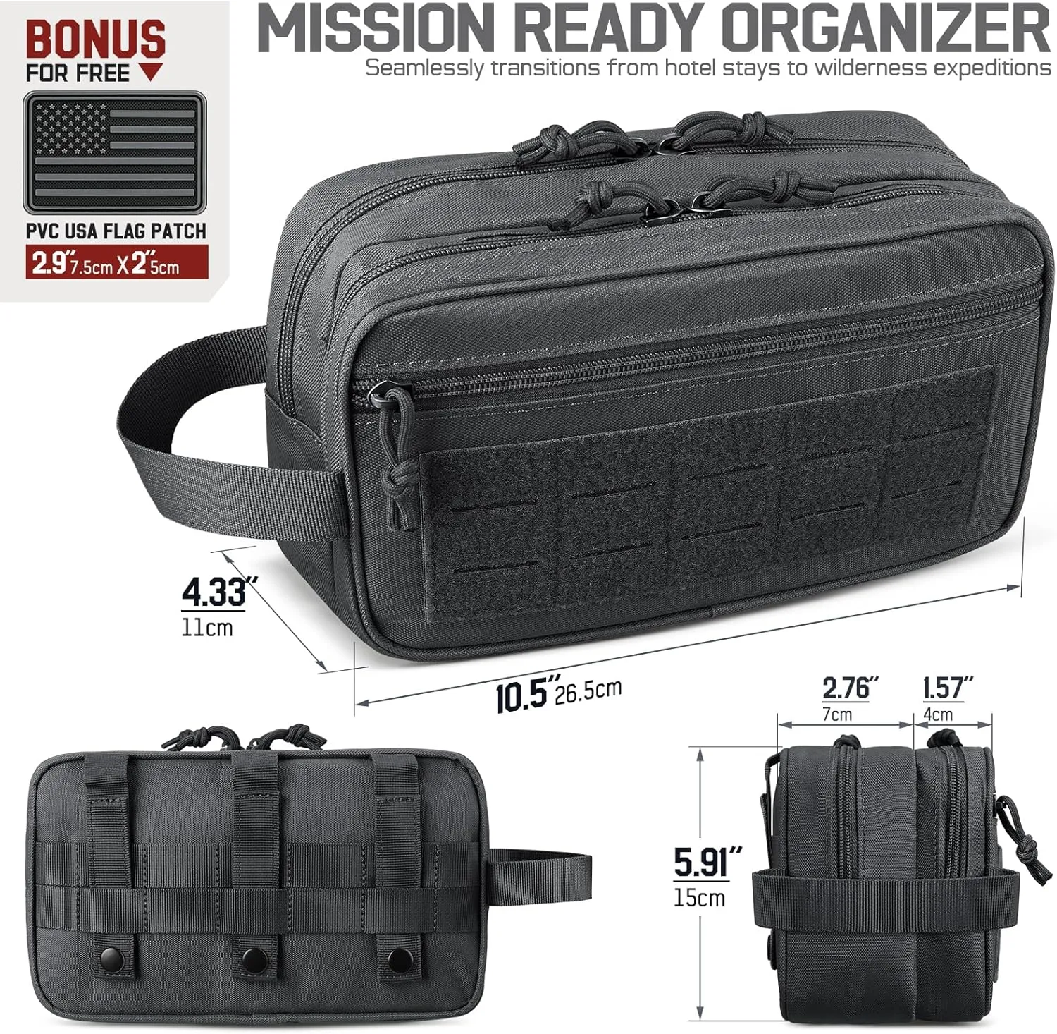Toiletry Bag for Men, Tactical Dopp Kit Military Hygiene Bag Mens Toiletry Travel Bag MOLLE EDC Pouch Small Toiltries Travel Bathroom Shaving Kit Shower Bags