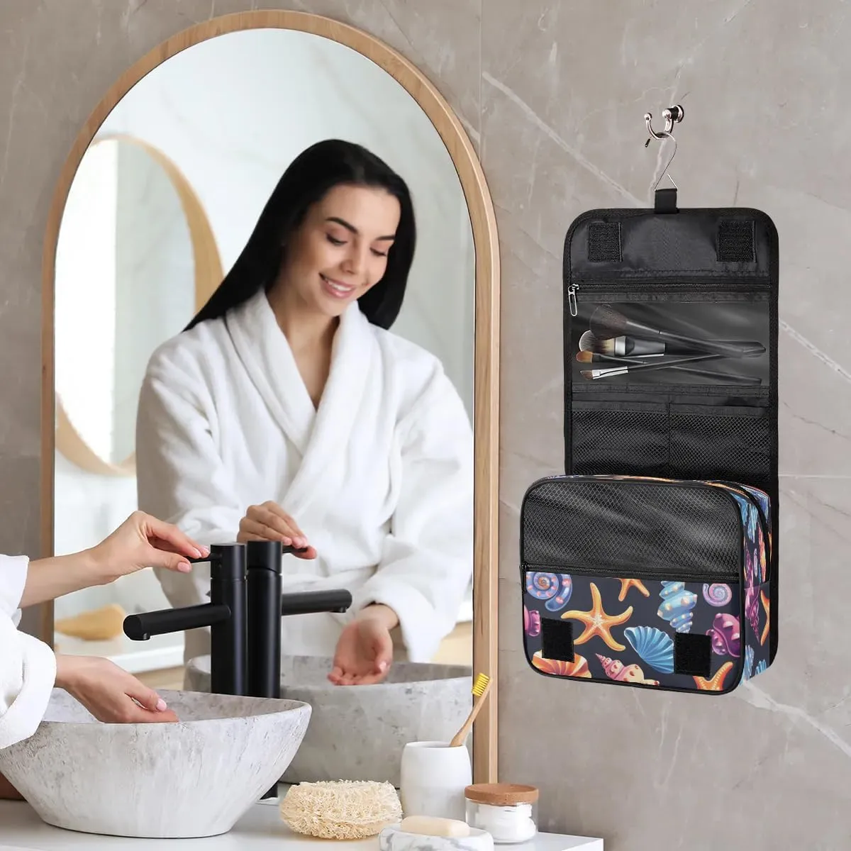 Toiletry Bag Hanging Toiletry Bag Travel Essentials Makeup Bag Travel Size Toiletries Bag Beautiful Shell Starfish Travel Essentials For Women Travel Containers For Toiletries