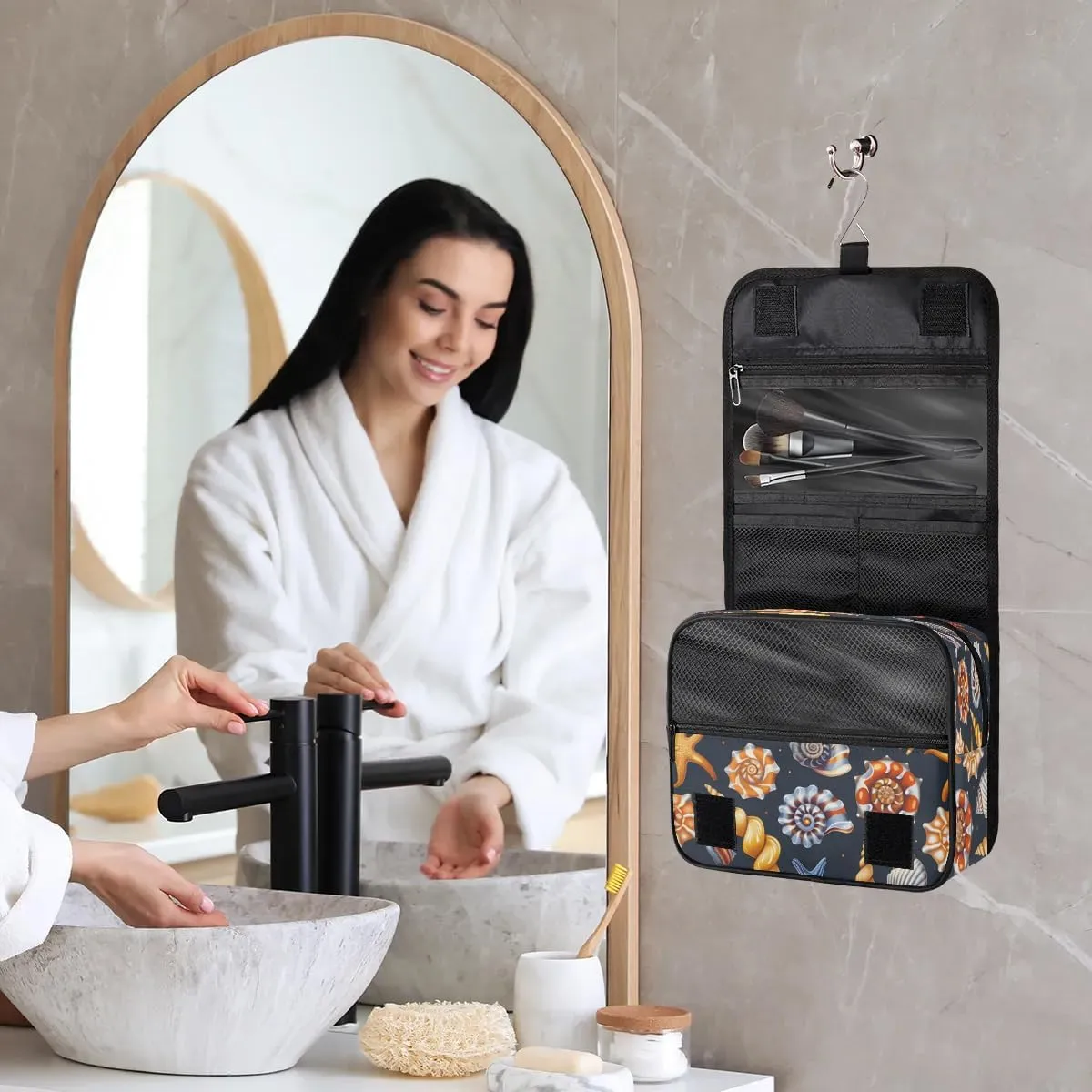 Toiletry Bag Hanging Toiletry Bag Travel Essentials Makeup Bag Travel Size Toiletries Bag Ocean Shell Starfish Travel Essentials For Women Travel Containers For Toiletries