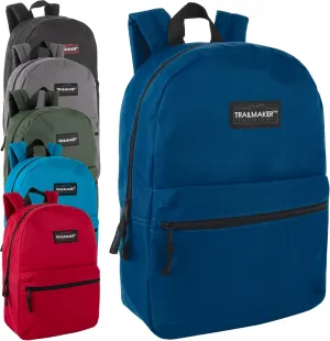 Trail maker 24 Pack- Classic 17 Inch Backpacks in Bulk Wholesale Back Packs for Boys and Girls (Assorted 6 Colors Pack)