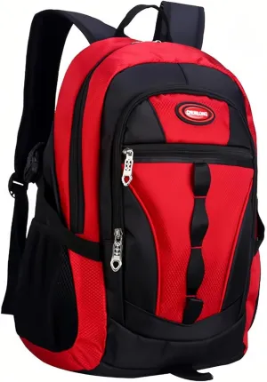 Travel Backpack Anti Theft Rucksack Nylon Waterproof Sports Backpack Mountaineering Backpack Ergonomic Backpack Hiking (Red,18.×13×8inch)