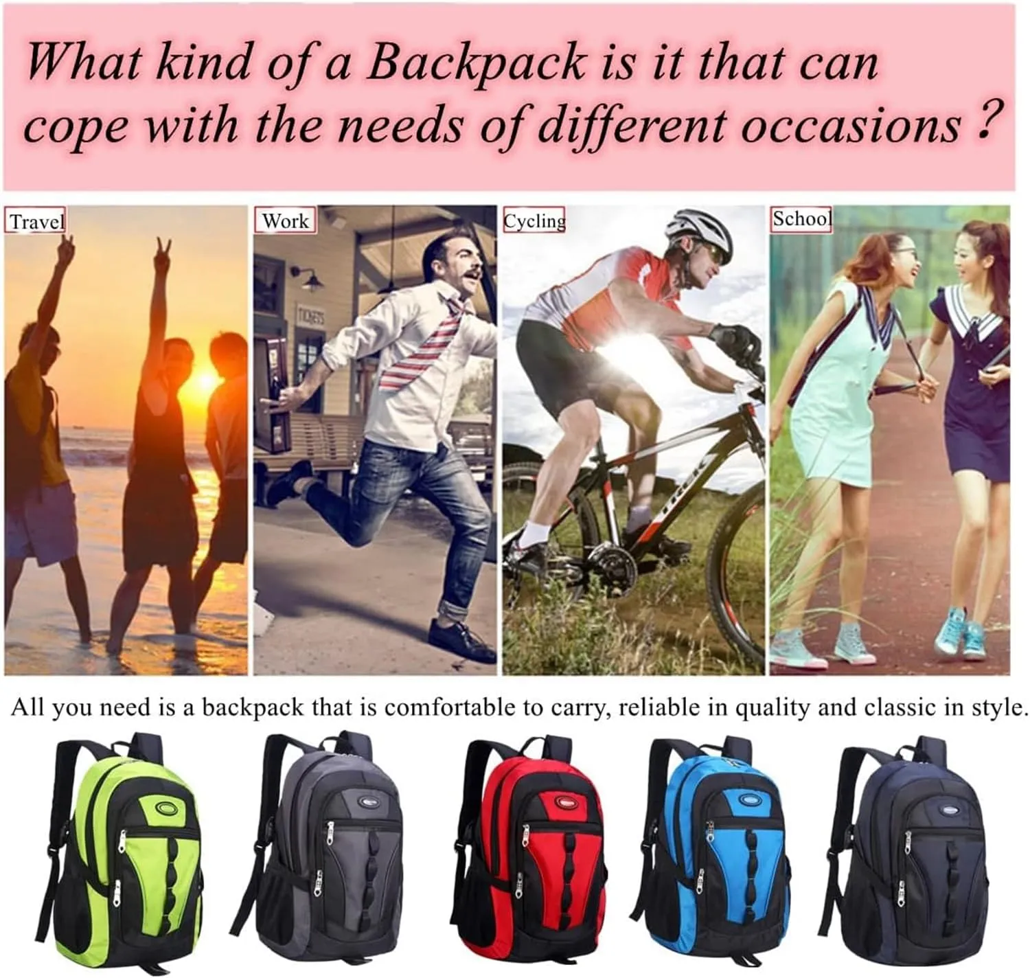 Travel Backpack Anti Theft Rucksack Nylon Waterproof Sports Backpack Mountaineering Backpack Ergonomic Backpack Hiking (Red,18.×13×8inch)