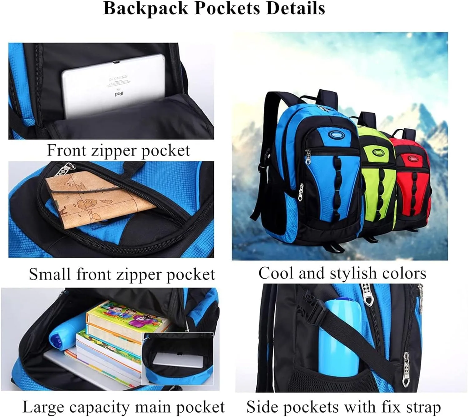 Travel Backpack Anti Theft Rucksack Nylon Waterproof Sports Backpack Mountaineering Backpack Ergonomic Backpack Hiking (Red,18.×13×8inch)