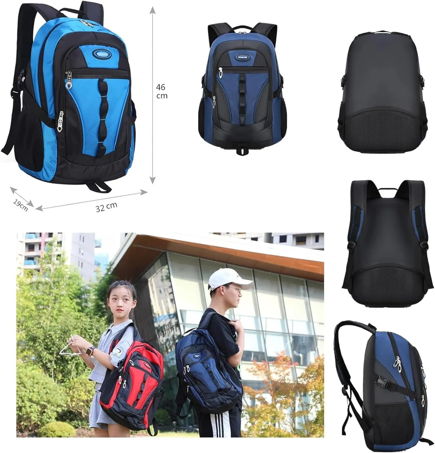 Travel Backpack Anti Theft Rucksack Nylon Waterproof Sports Backpack Mountaineering Backpack Ergonomic Backpack Hiking (Red,18.×13×8inch)