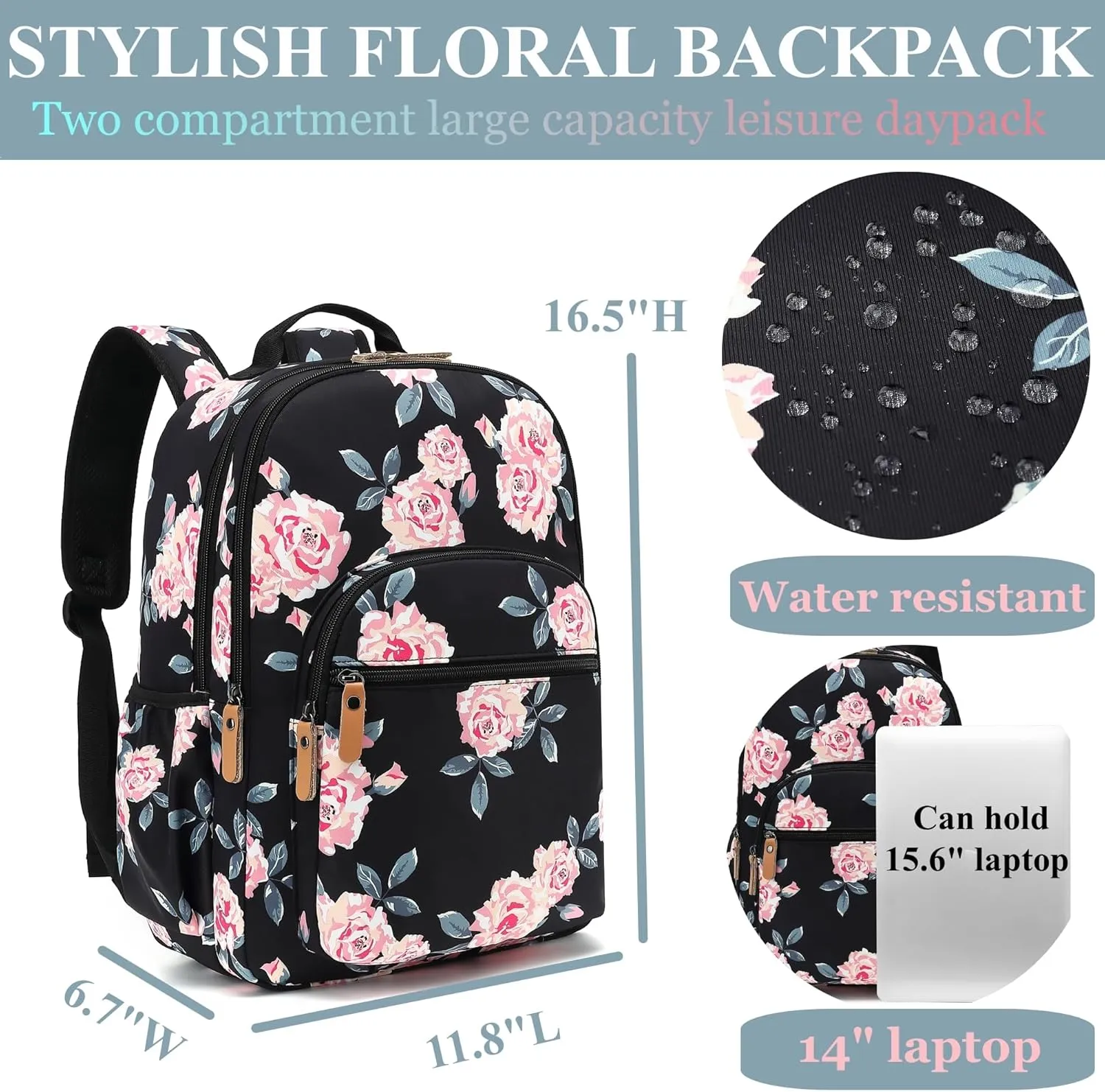 Travel Backpack for Women Laptop Backpack Water Resistant College Stylish Backpacks Dapack Shoulder Carry On Bag Geometry Black
