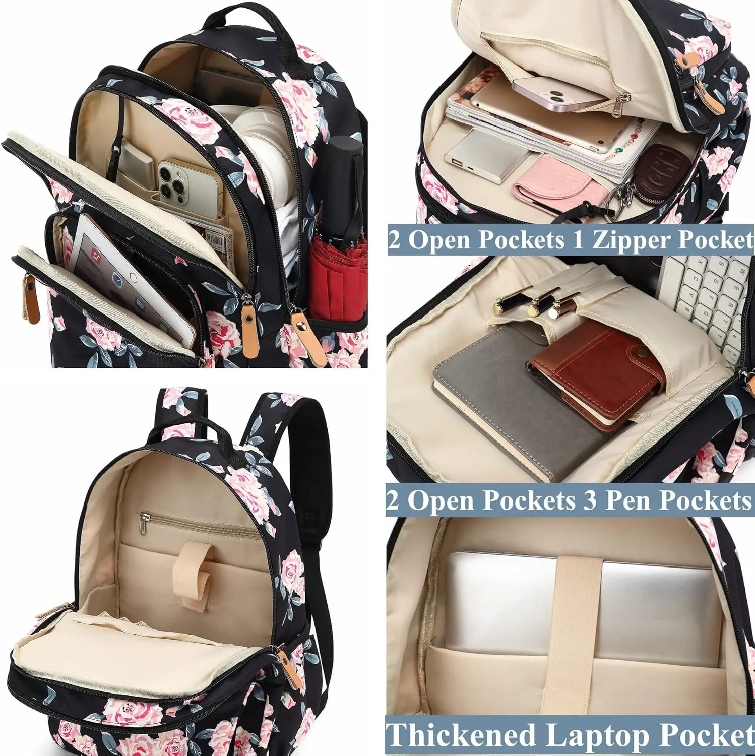 Travel Backpack for Women Laptop Backpack Water Resistant College Stylish Backpacks Dapack Shoulder Carry On Bag Geometry Black