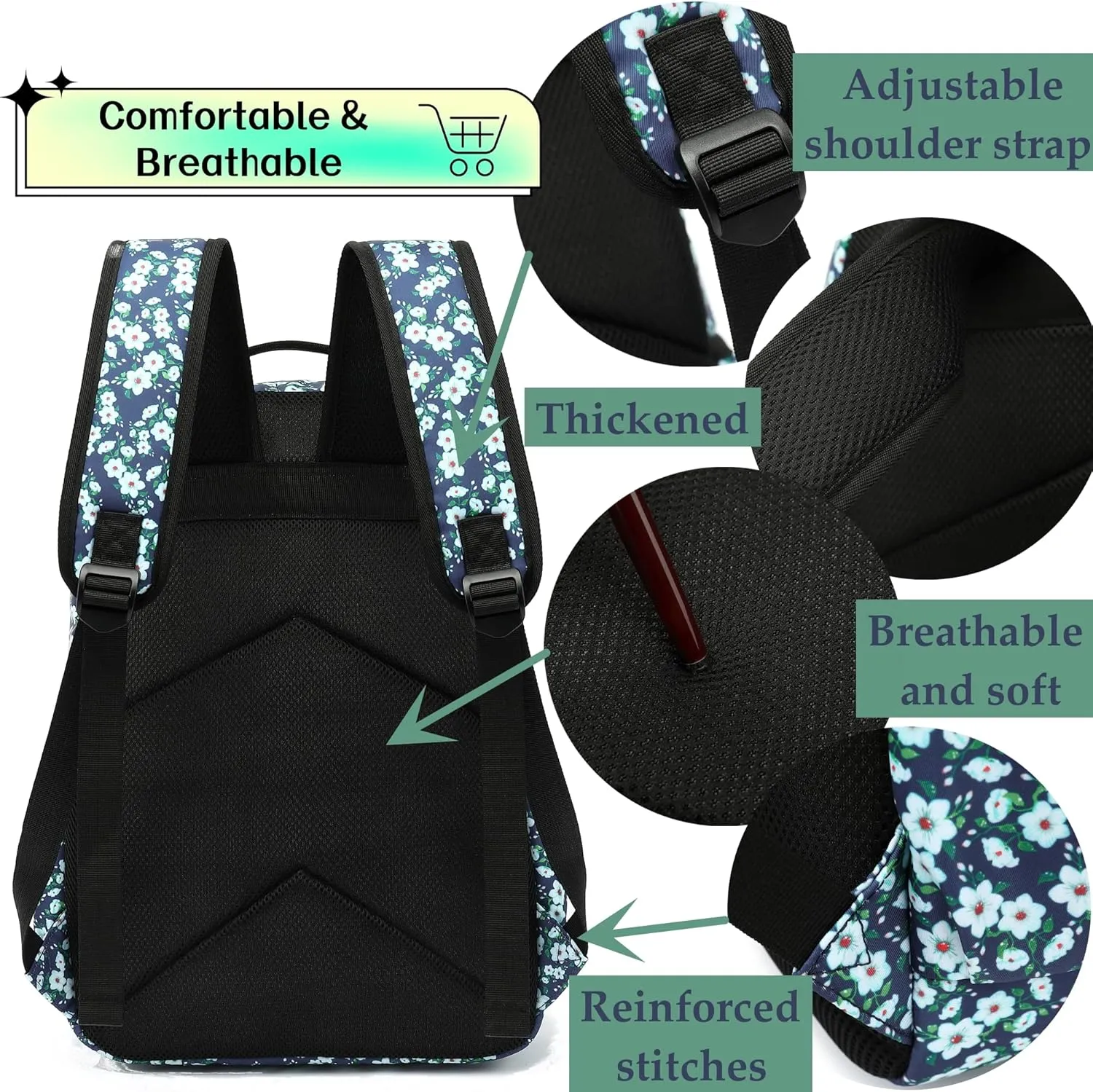 Travel Backpack for Women Laptop Backpack Water Resistant Stylish Backpacks College Dapack Cute Shoulder Carry On Bag Black