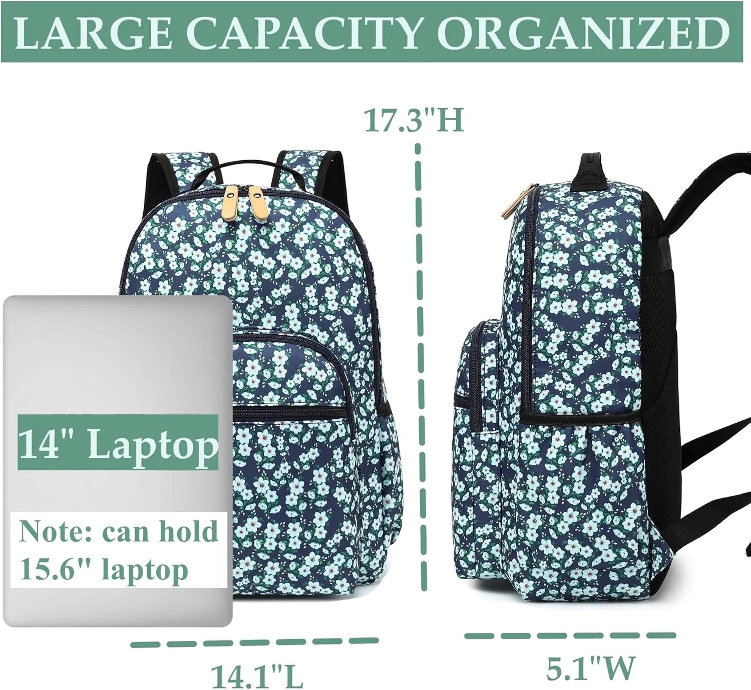 Travel Backpack for Women Laptop Backpack Water Resistant Stylish Backpacks College Dapack Cute Shoulder Carry On Bag Black