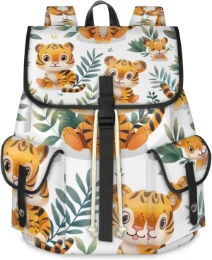 Travel Backpack For Women Men, Stealthy Tiger Laptop Backpacks Rucksack Large Capacity Vintage Backpack Drawstring Backpack Casual Bookbags Water Resistant Daypack Bags For Outdoor Camping
