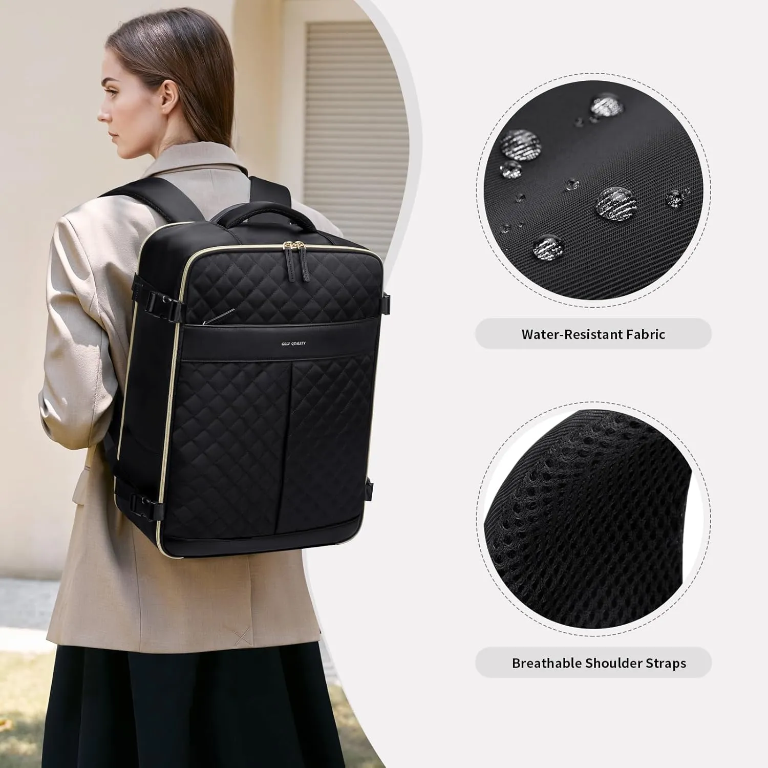 Travel Backpack for Women,Carry On Backpack 17Inch Laptop Backpack Women Casual Daypack for Weekender Business,40L,Black