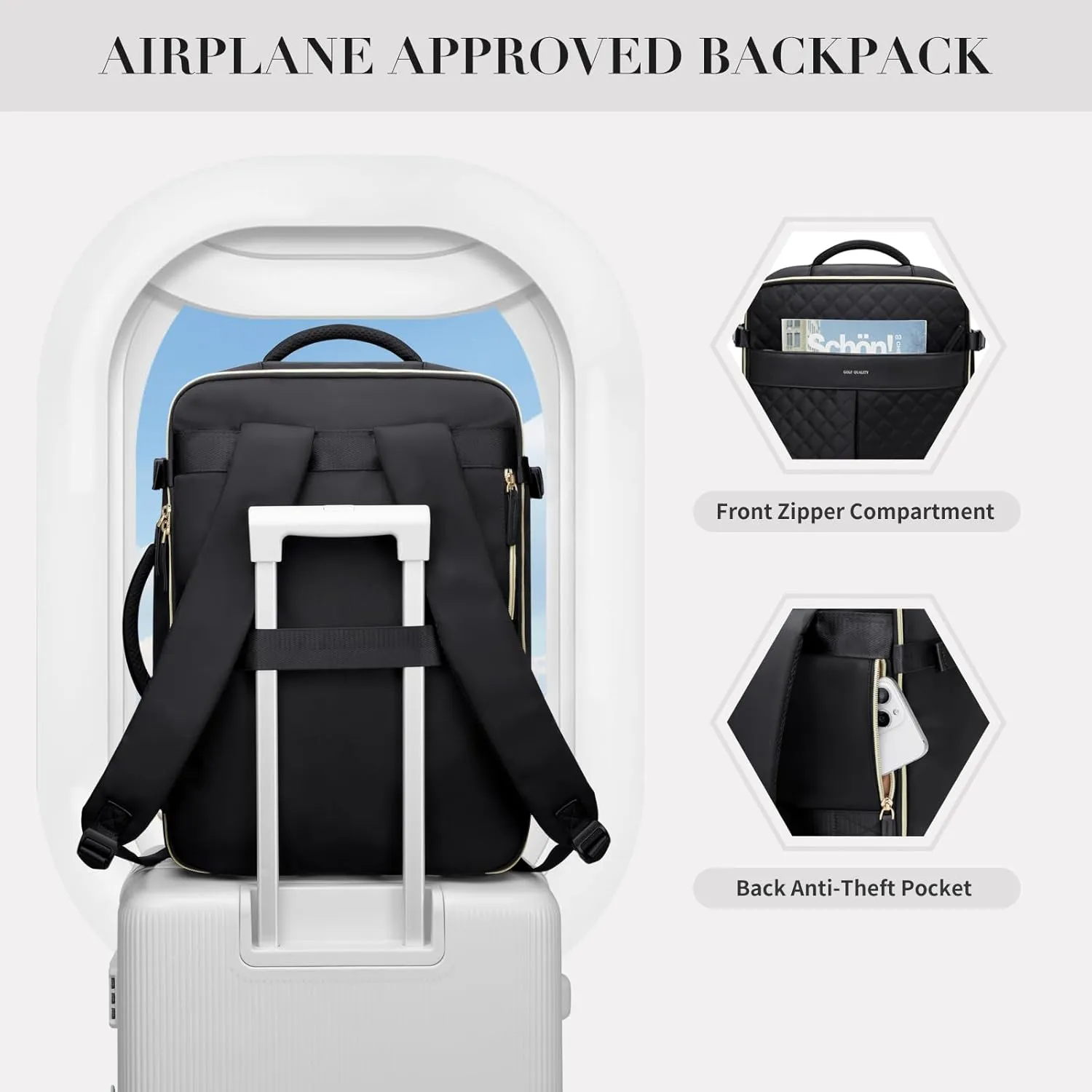Travel Backpack for Women,Carry On Backpack 17Inch Laptop Backpack Women Casual Daypack for Weekender Business,40L,Black