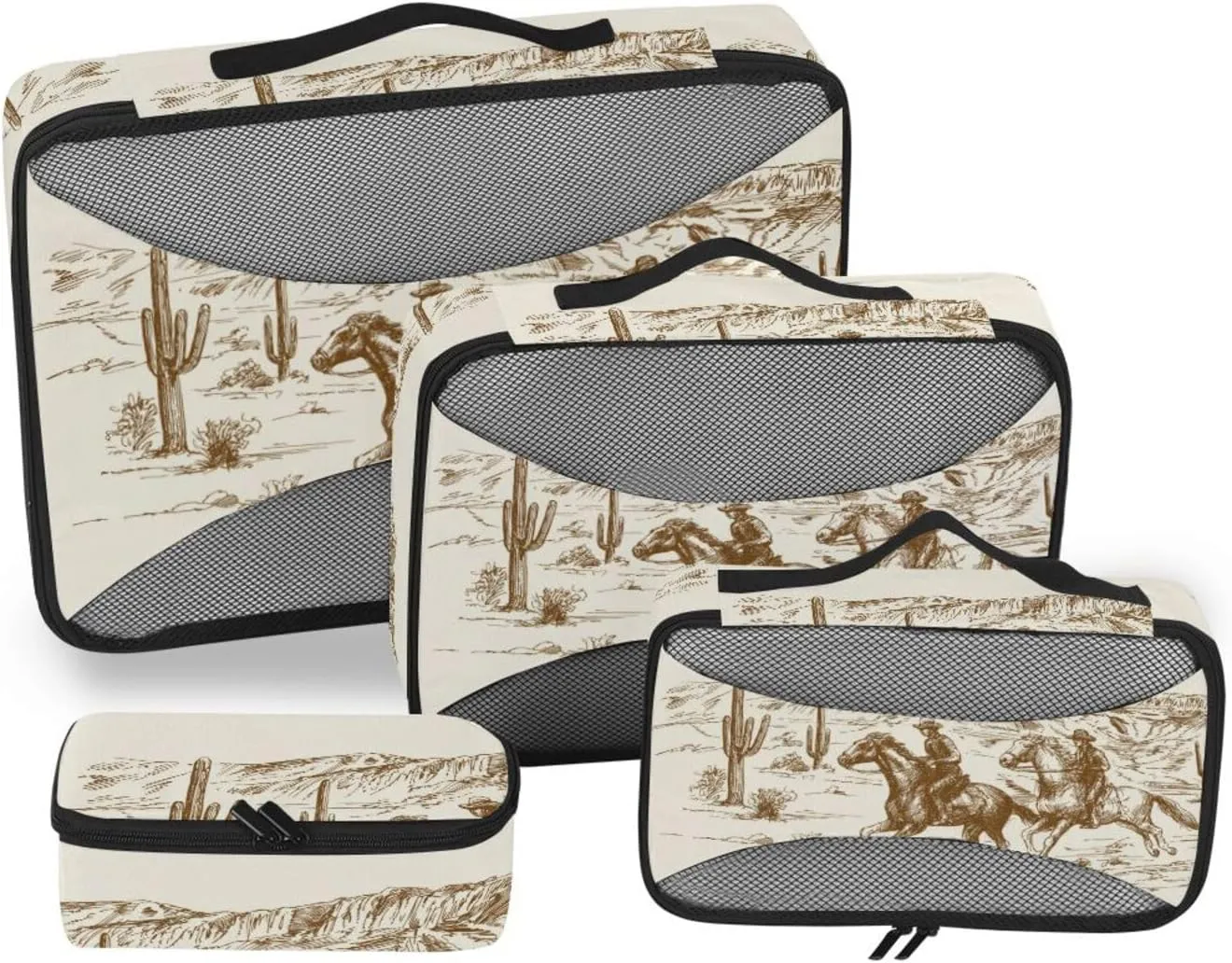 Travel Cubes for Packing 4 Set Luggage Organizer Packing Cubes Travel Pcking Cubes American Cowboys Wild West