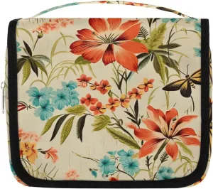 Travel Hanging Toiletry Bag for Women Men All Kinds Of Vintage Flower Butterfly Cosmetic Bag Waterproof Makeup Organizer for Accessories, Shampoo, Full Sized Container, Toiletries for Bathroom Shower