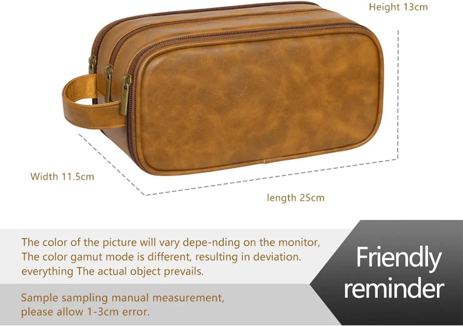 Travel Toiletry Bag for Men Personalized Leather Dopp Kit Bathroom Toiletries Organizer Cosmetic Bags with Side Handle