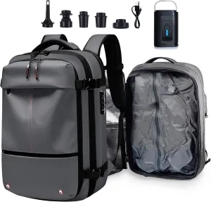 Travel Vacuum Compression Air-back,Expandable Vacpack Backpack with Waterproof Material,Anti Theft Air-pack Backpacks with Pump,Carry On Luggage Vac Packing Bag for Airplane