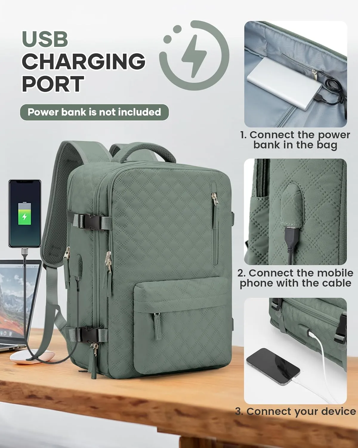 Travel Vacuum Storage Backpack with Air Pump Vacuum Seal Compression Space Saver Bags Clothing Vacpack Airback 18x14x8 inches Travel Bag Carry on Personal item Laptop Work Backpacks Women DarkGreen