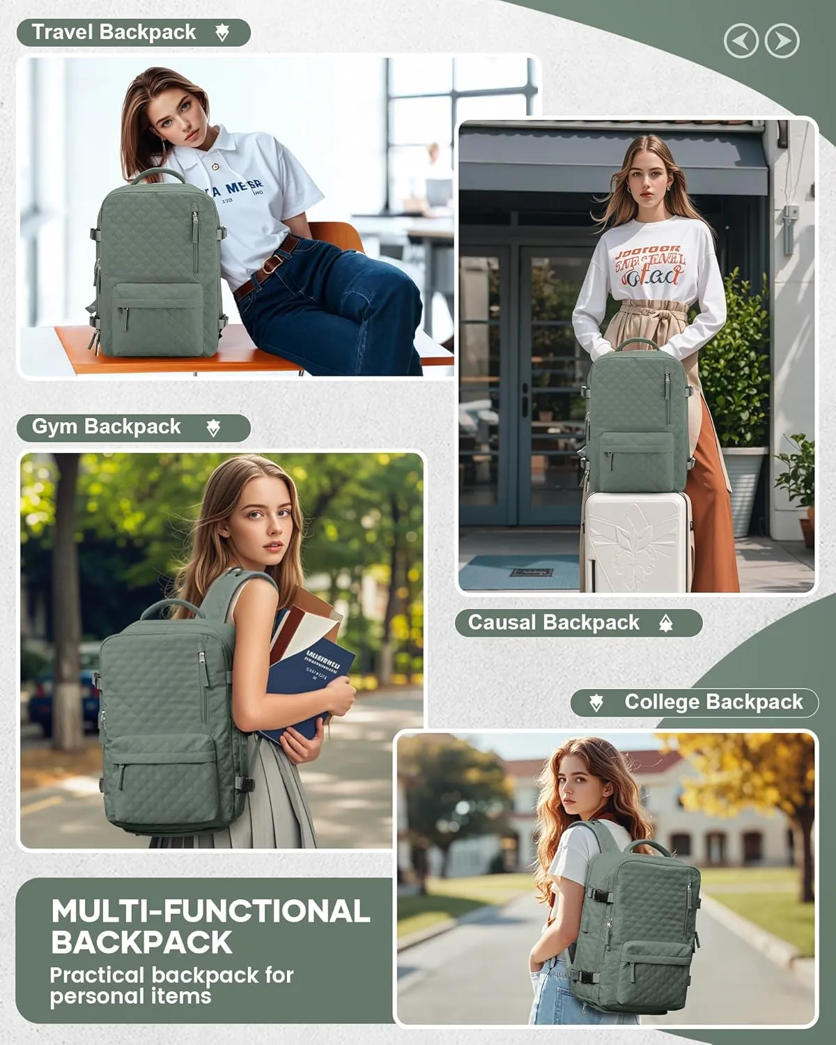 Travel Vacuum Storage Backpack with Air Pump Vacuum Seal Compression Space Saver Bags Clothing Vacpack Airback 18x14x8 inches Travel Bag Carry on Personal item Laptop Work Backpacks Women DarkGreen
