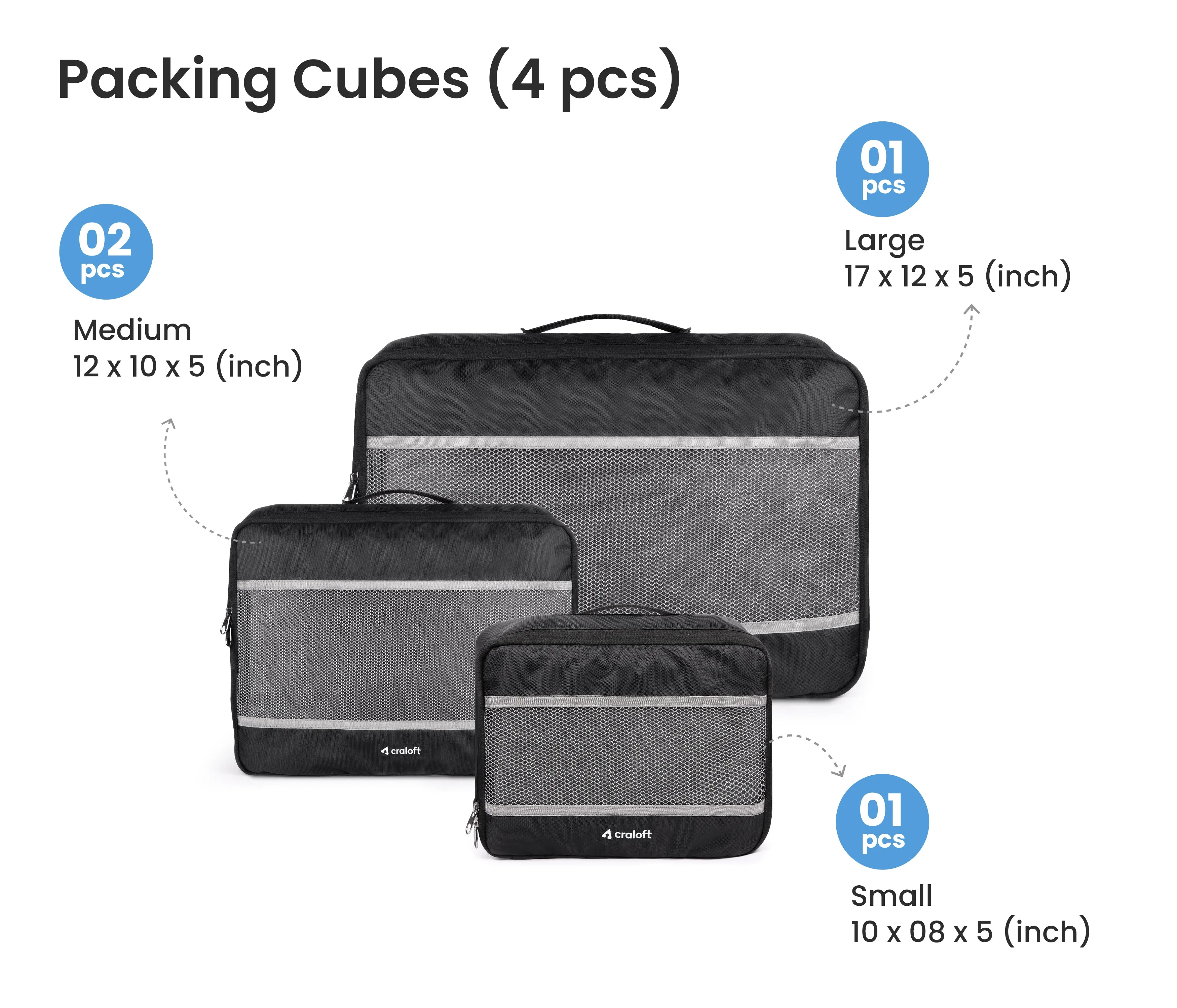 TravelFlexi Packing Cubes Travel Organizer (4 pcs)